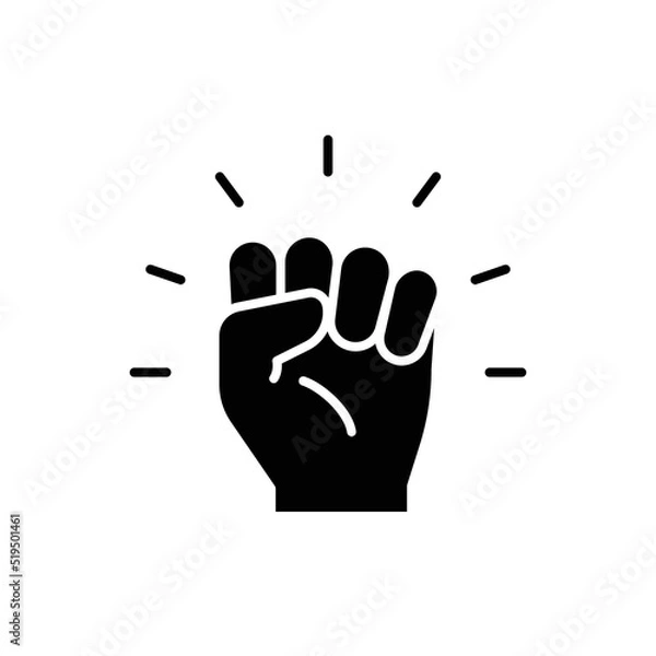 Fototapeta Empowerment icon. Simple solid style. Hand fist, empower, strength, courage, strong, power concept. Glyph vector illustration isolated on white background. EPS 10.