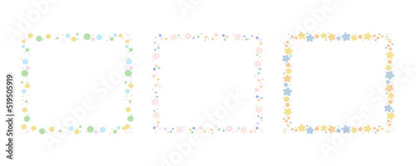 Obraz Cartoon decorative border frame set. Blank empty frame with patterned decoration. Isolated by white background, flat design, vector, illustration, EPS10