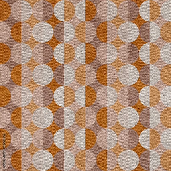 Obraz Realistic Linen Fabric Textured Geometric Circles Stripes Seamless Classic Pattern Retro Look Interior Upholstery or Wall Paper Concept