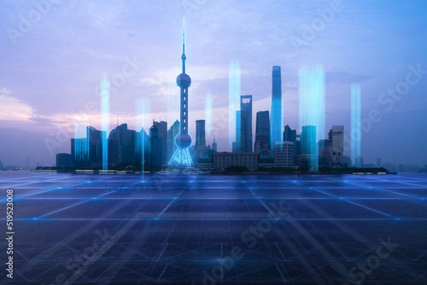 Fototapeta Shanghai Global Financial Network Coverage Concept