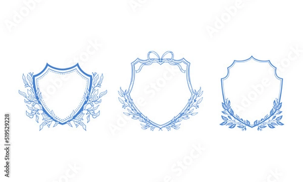Obraz Vintage floral botanical frame and monogram wedding crest template