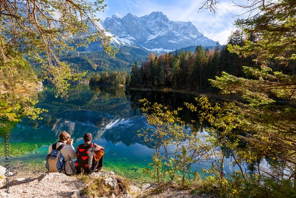 Obraz beautiful landscape of lake with mountains and mountain peaks at alp germany, europe