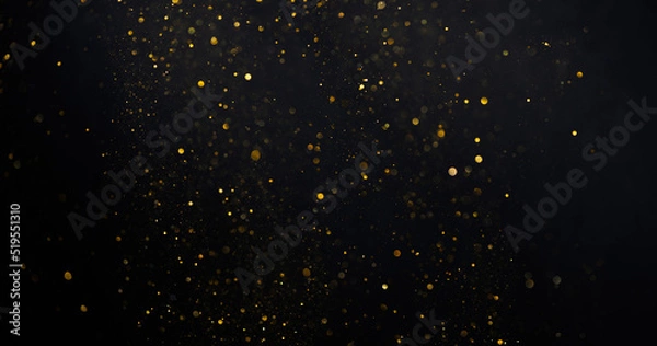 Obraz Gold glitter shimmer dust shiny lights particles dark abstract background