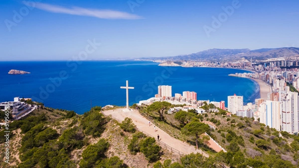 Obraz Aerial view of the Mirador de la Cruz in Benidorm with the sea in the background, on the Costa Blanca of Spain