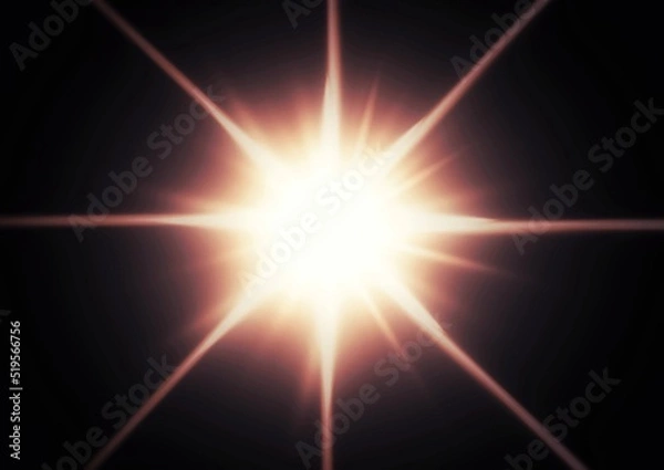 Fototapeta オレンジ色に光り輝く星のイラスト