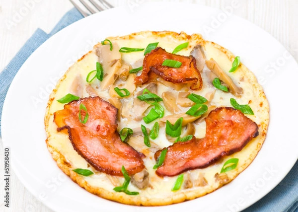 Fototapeta omelet with bacon and mushrooms
