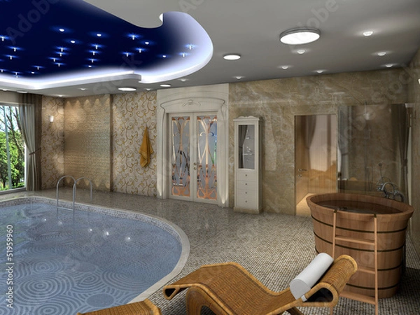 Obraz rendering of a luxurious indoor swimming pool