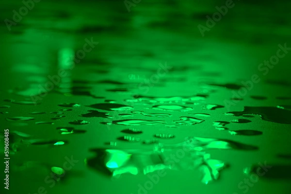 Fototapeta Water drops on table. Close up of a dew or melted ice, water condensation.