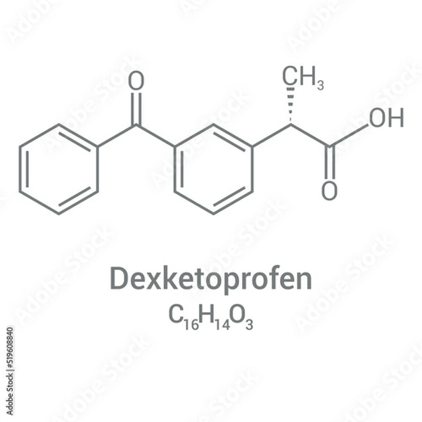 Fototapeta chemical structure of Dexketoprofen (C16H14O3)