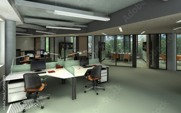 Obraz rendering of a modern office  interior