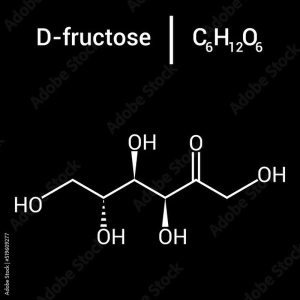 Fototapeta chemical structure of d-fructose (C6H12O6)