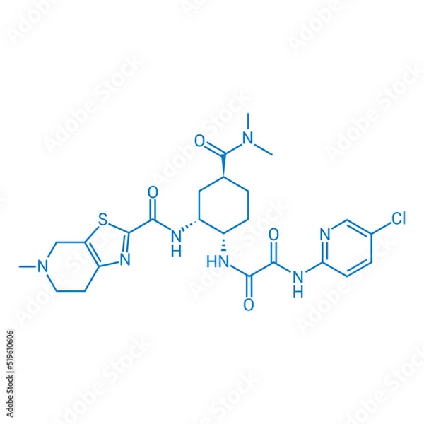Fototapeta chemical structure of Edoxaban (C24H30ClN7O4S)