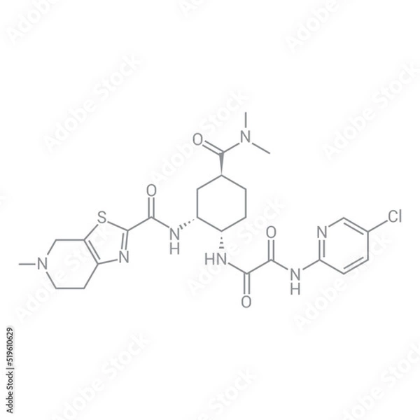 Fototapeta chemical structure of Edoxaban (C24H30ClN7O4S)
