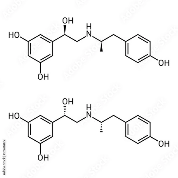 Fototapeta chemical structure of Fenoterol (C17H21NO4)