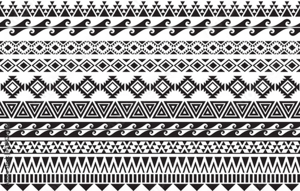 Fototapeta black and white Tribal Seamless  Geometric Pattern Texture Vector Ethnic Traditional Ornament design for textile fabric carpet wallpaper curtain pattern