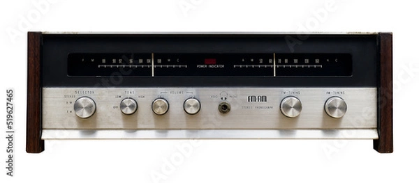 Fototapeta am fm radio, old radio frequency tuning. Retro music concept. Music radio sound wave. Classic vintage design. Radio station signal. on white with clipping path.                