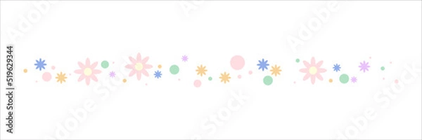 Obraz Cartoon decorative border. Floral pattern divider. Isolated by white background, flat design, vector, illustration, EPS10