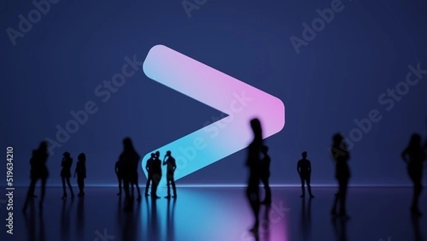 Obraz 3d rendering people in front of symbol of greater than on background