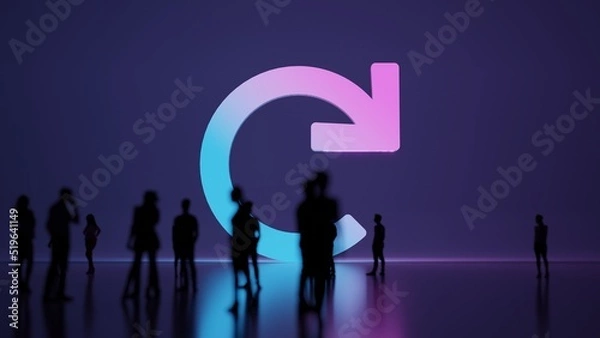 Fototapeta 3d rendering people in front of symbol of redo on background