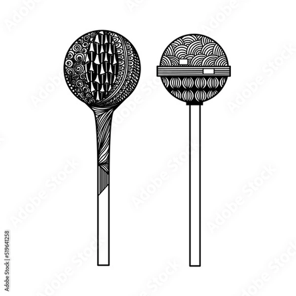 Fototapeta Two lollipops in zenart style on white background