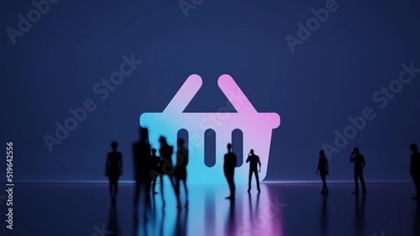 Obraz 3d rendering people in front of symbol of shopping basket on background
