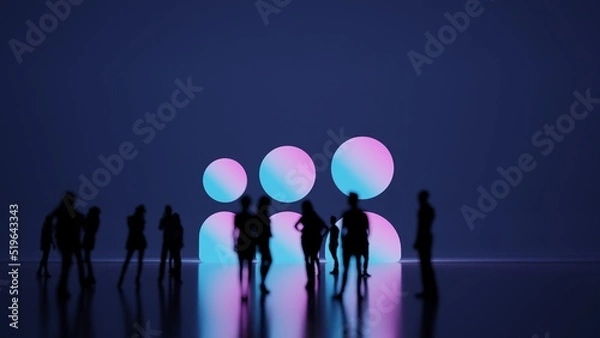 Fototapeta 3d rendering people in front of symbol of social myspace on background