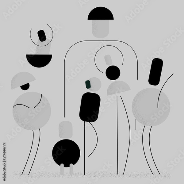 Obraz black and people with bubbles