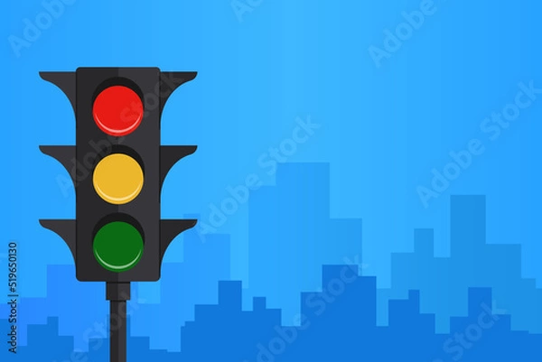 Obraz traffic light on the blue background