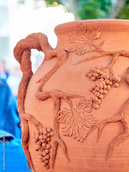 Fototapeta Different handmade ceramic pots for sale