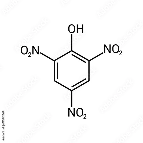 Fototapeta chemical structure of Picric acid (C6H3N3O7)