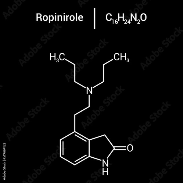 Fototapeta chemical structure of Ropinirole (C16H24N2O)