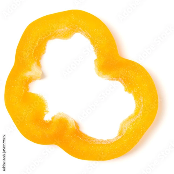 Obraz Yellow pepper slice isolated over white background cutout. Top view, flat lay..