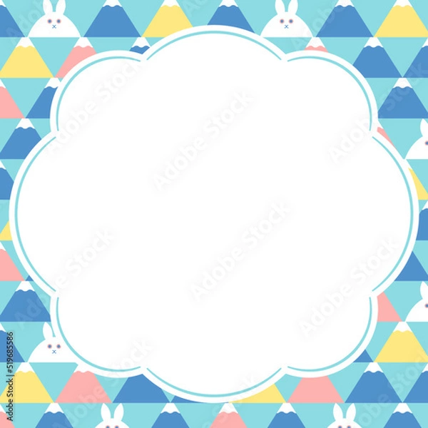 Fototapeta 富士山とウサギのジオメトリック模様のフレーム・背景素材（正方形）