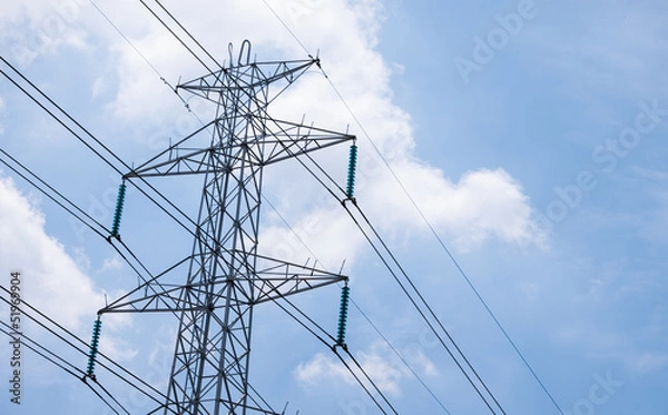 Fototapeta Linie energetyczne wysokiego napięcia