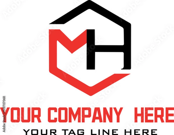 Obraz Abstract Initial Letter M and H Logo