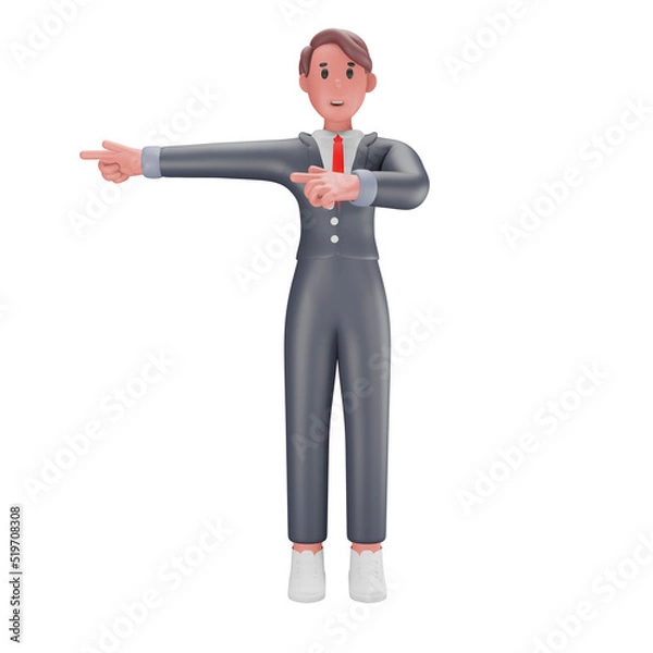 Fototapeta 3d illustration Man pointing in hands in one direction