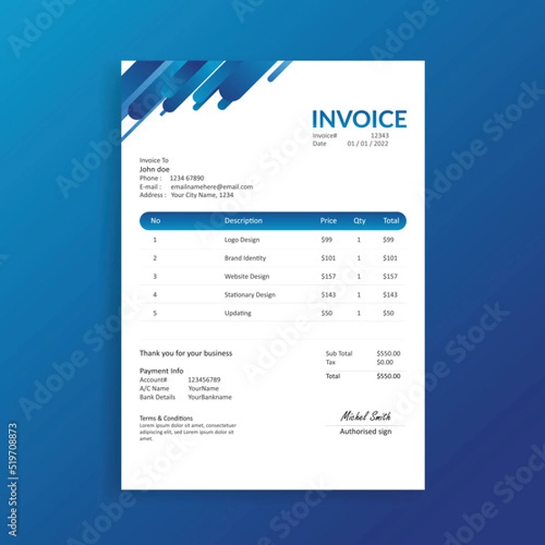 Obraz Creative Abstract Invoice Design Template