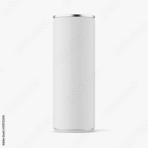 Fototapeta Matt sleek 330 ml can on white background mockup - 3D rendering