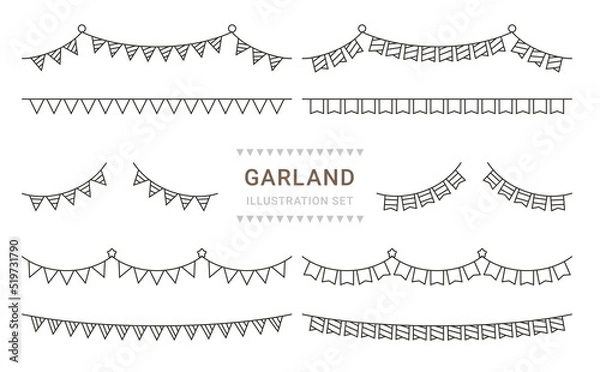 Fototapeta フラッグ　ガーランド　装飾素材　セット