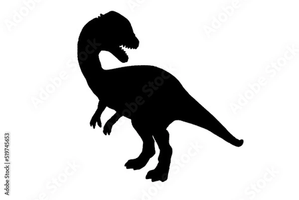 Fototapeta Dinosaur in black silhouette. Isolated on a white background with clipping path.