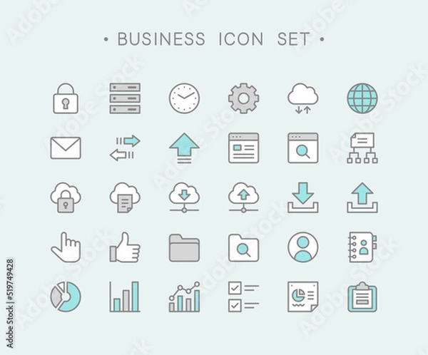 Obraz シンプルな線画のビジネスアイコン30個セット