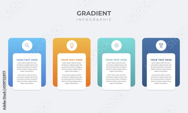 Fototapeta Flat design process infographic template. Business concept with 4 steps.