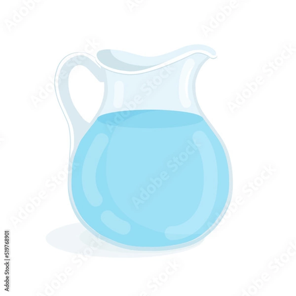 Fototapeta Drinking water in a glass carafe. Vector illustration of a drink in a jug.