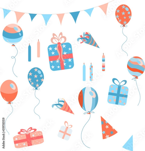 Obraz Set with birthday party elemenets