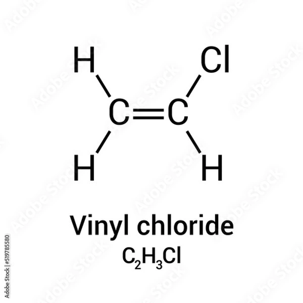 Fototapeta chemical structure of Vinyl chloride (C2H3Cl)
