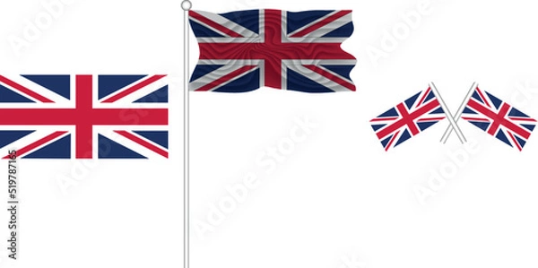 Fototapeta Waving Flag of United Kingdom on the white background vector and illustrator