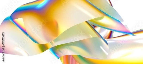 Fototapeta 3D render abstract background. Colorful twisted shapes in motion. Computer generated digital art for poster, flyer, banner