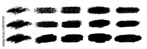 Fototapeta Vector set of hand drawn brush strokes, stains for backdrops. Monochrome design elements set. One color monochrome artistic hand drawn backgrounds.