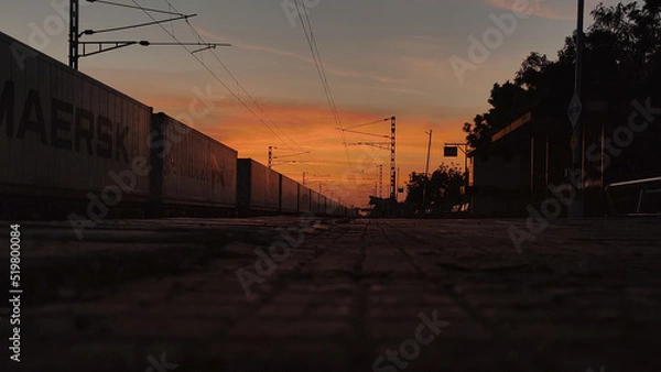 Obraz railway station at sunset