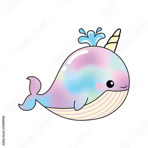 Obraz Cute rainbow narwhal in unicorn theme.